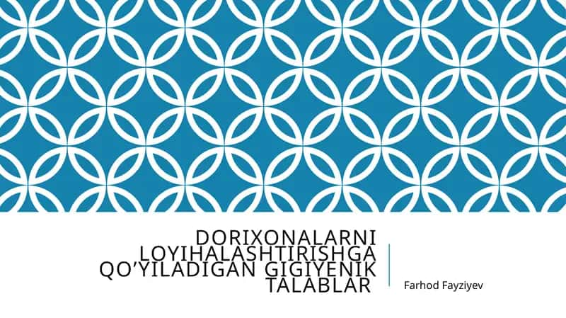 Dorixonalarni loyihalashtirishga qo’yiladigan gigiyenik talablar