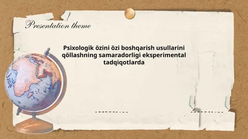 Psixologik özini özi boshqarish usullarini qöllashning samaradorligi eksperimental tadqiqotlarda