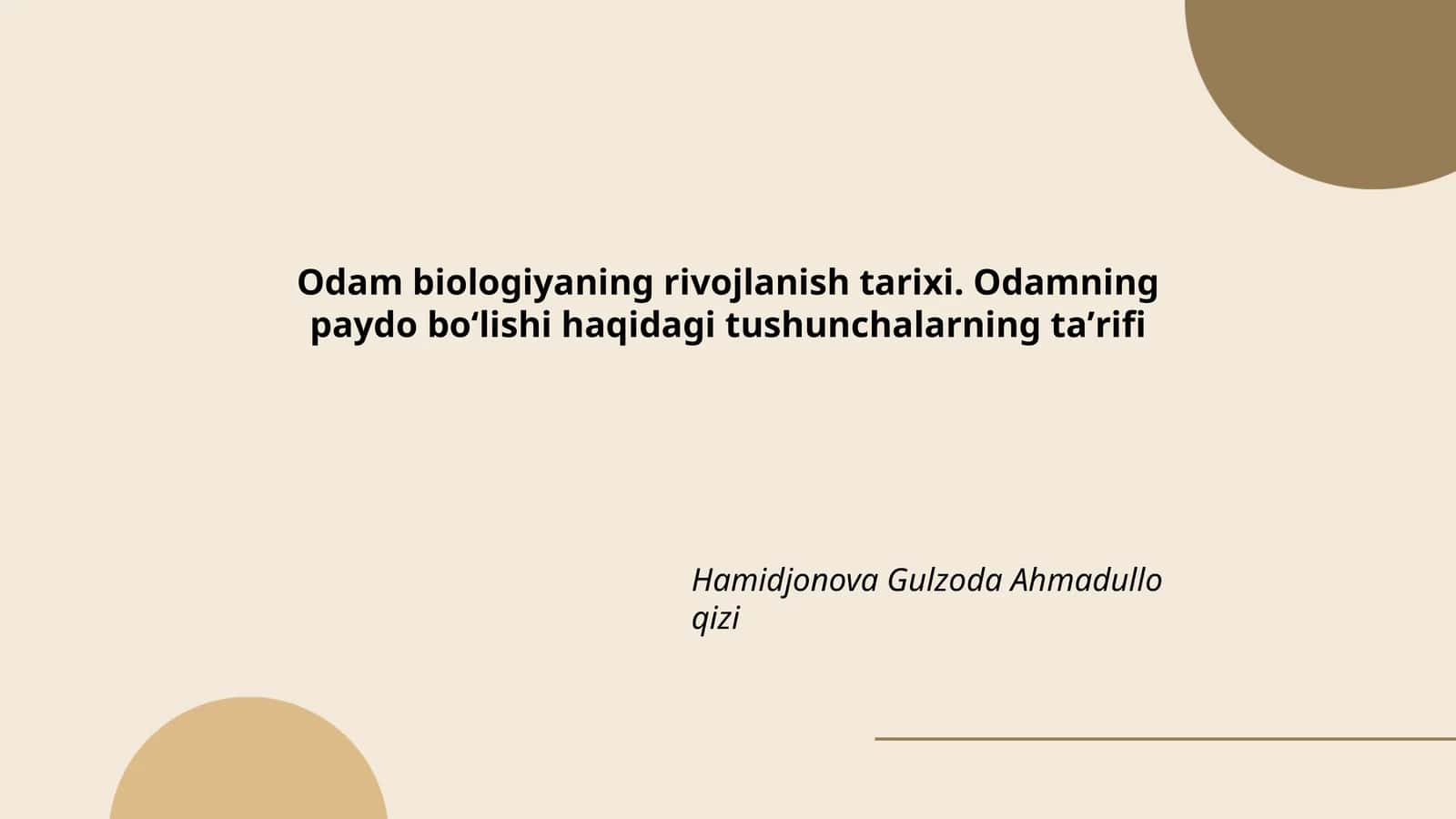Odam biologiyaning rivojlanish tarixi