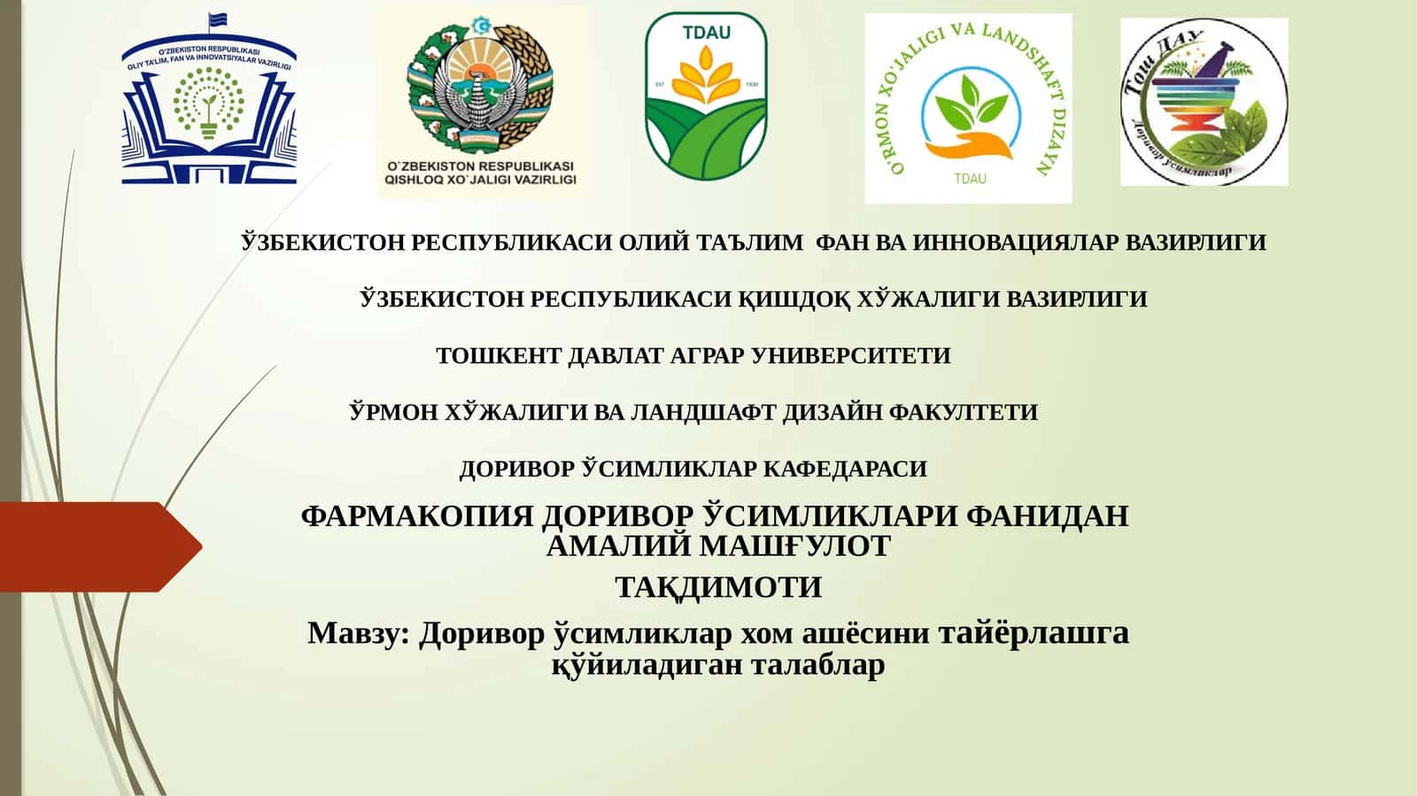 Доривор ўсимликлар хом ашёсини тайёрлашгақўйиладиган талаблар