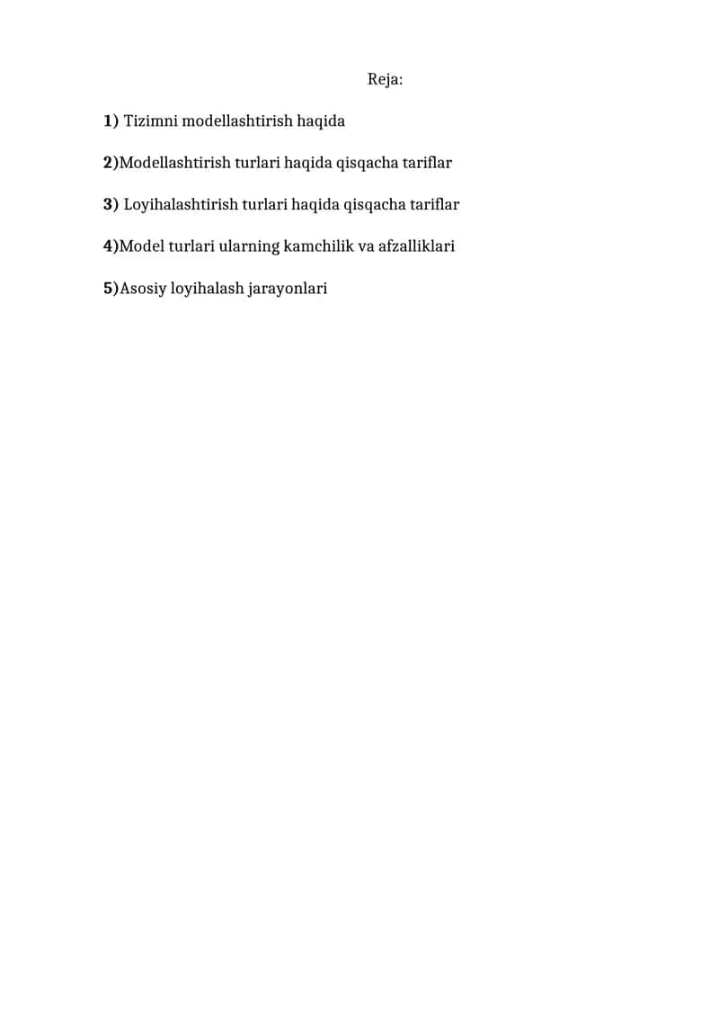 Tizimni modellashtirish
