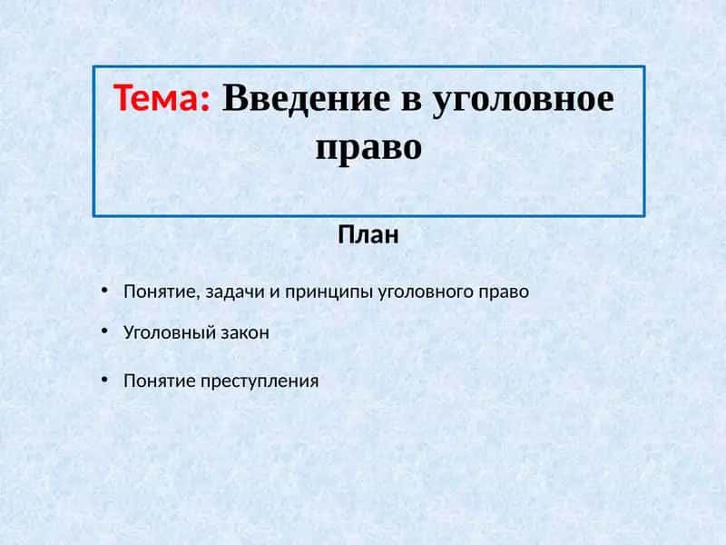 Введение в уголовное право