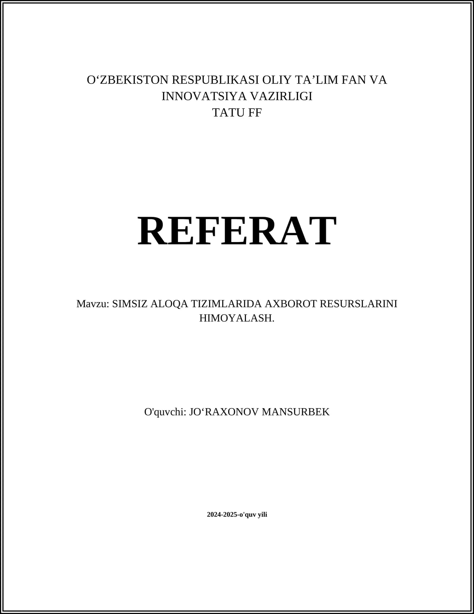 AXBOrOT XAVFSIZLIGI SIYOSATLARI