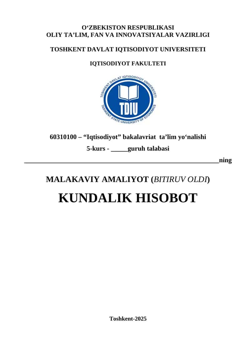 Iqtisodiyot bakalavriat ta’lim yo‘nalishi