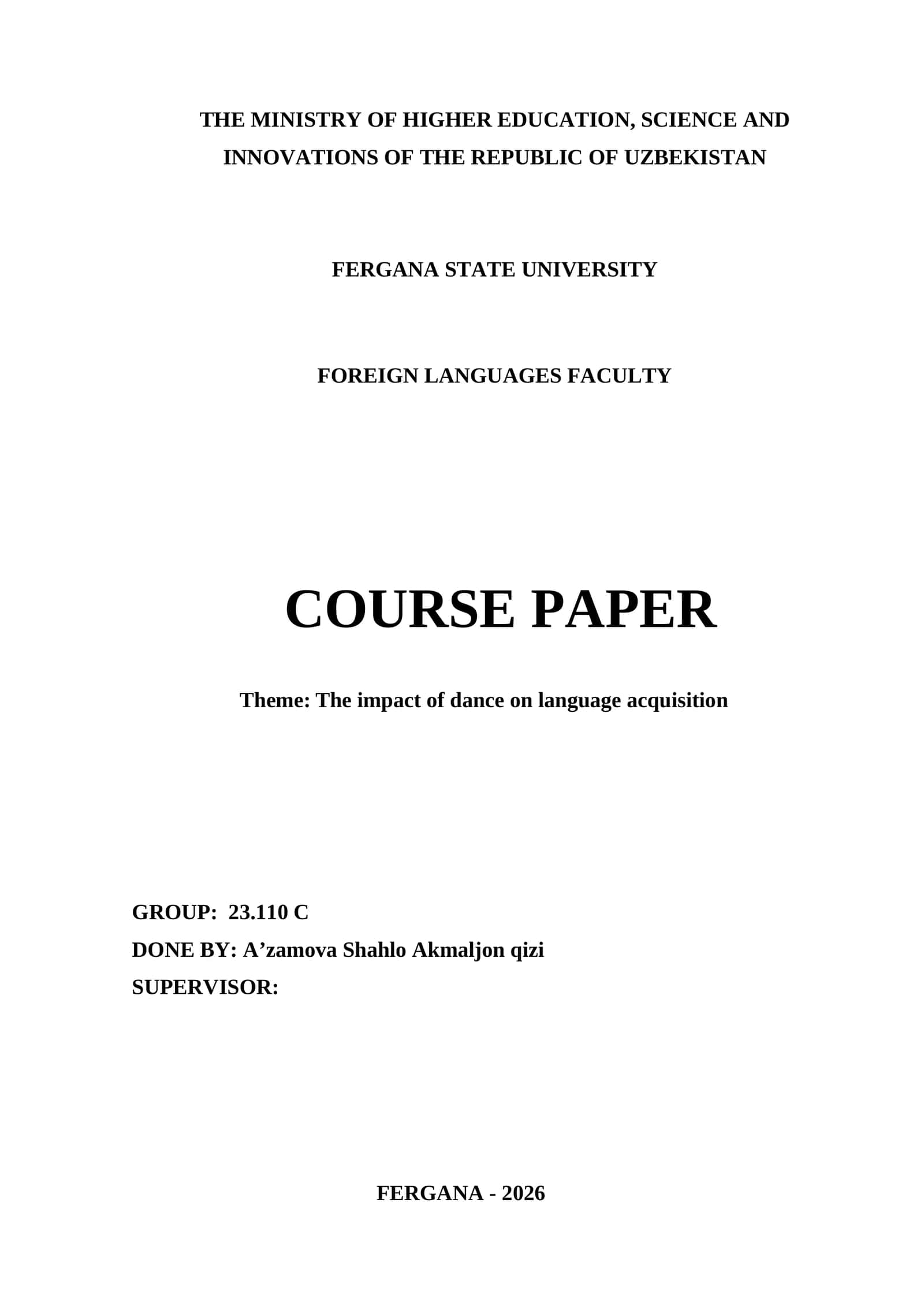 The impact of dance on language acquisition