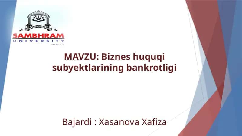 Biznesh uquqlarini subyektlarining bankrotligi