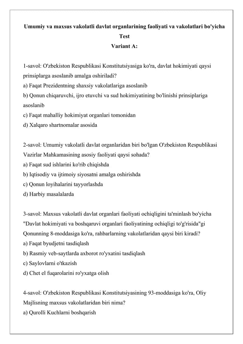 Davlat hokimiyati va boshqaruvi organlari faoliyatining ochiqligi