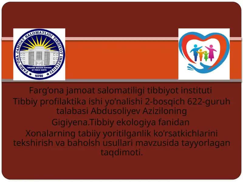 Xonalarning tabiiyyoritilganlik ko'rsatkichlari