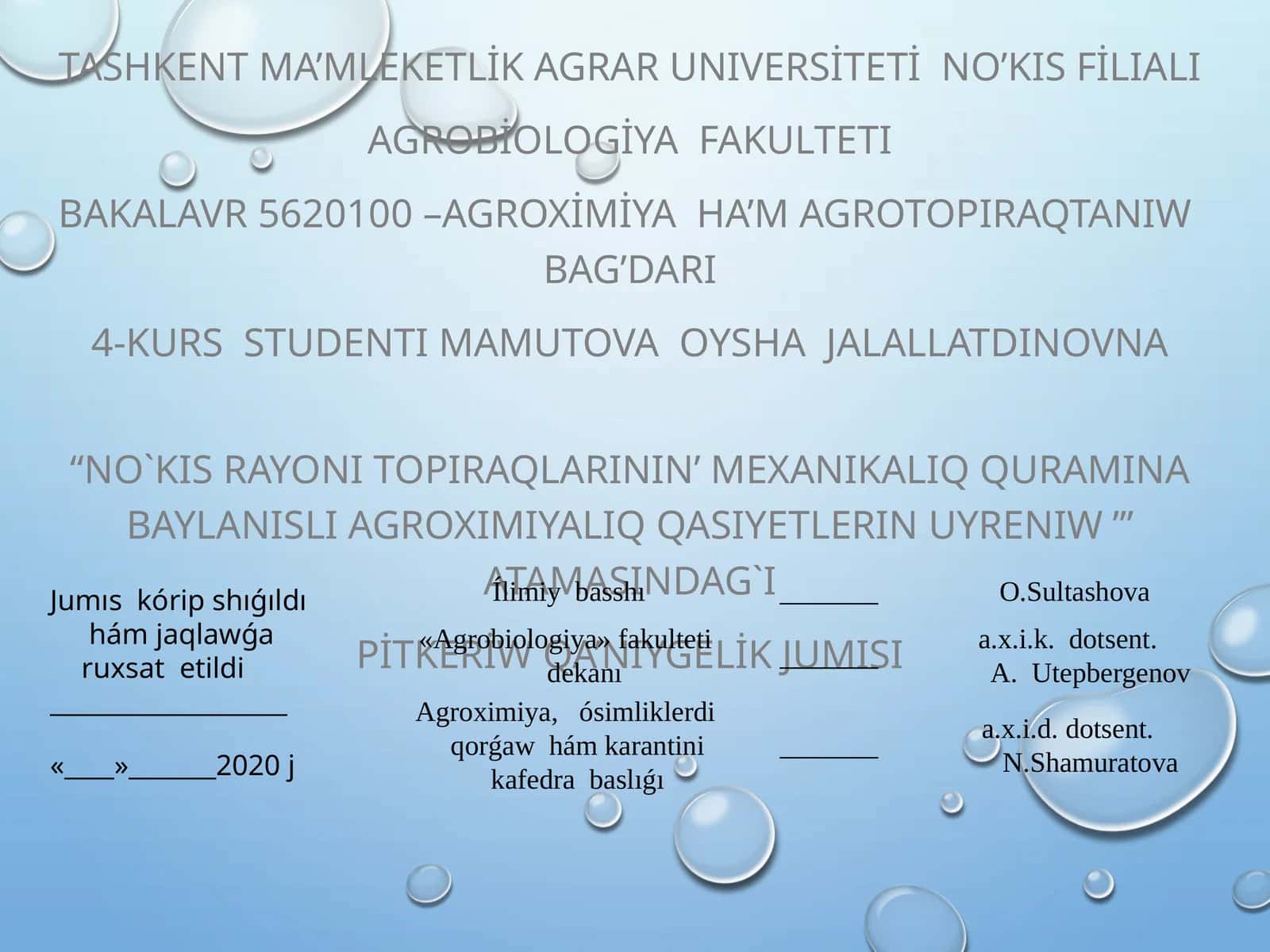 Pitkeriw Qa'niygelik Jumisi