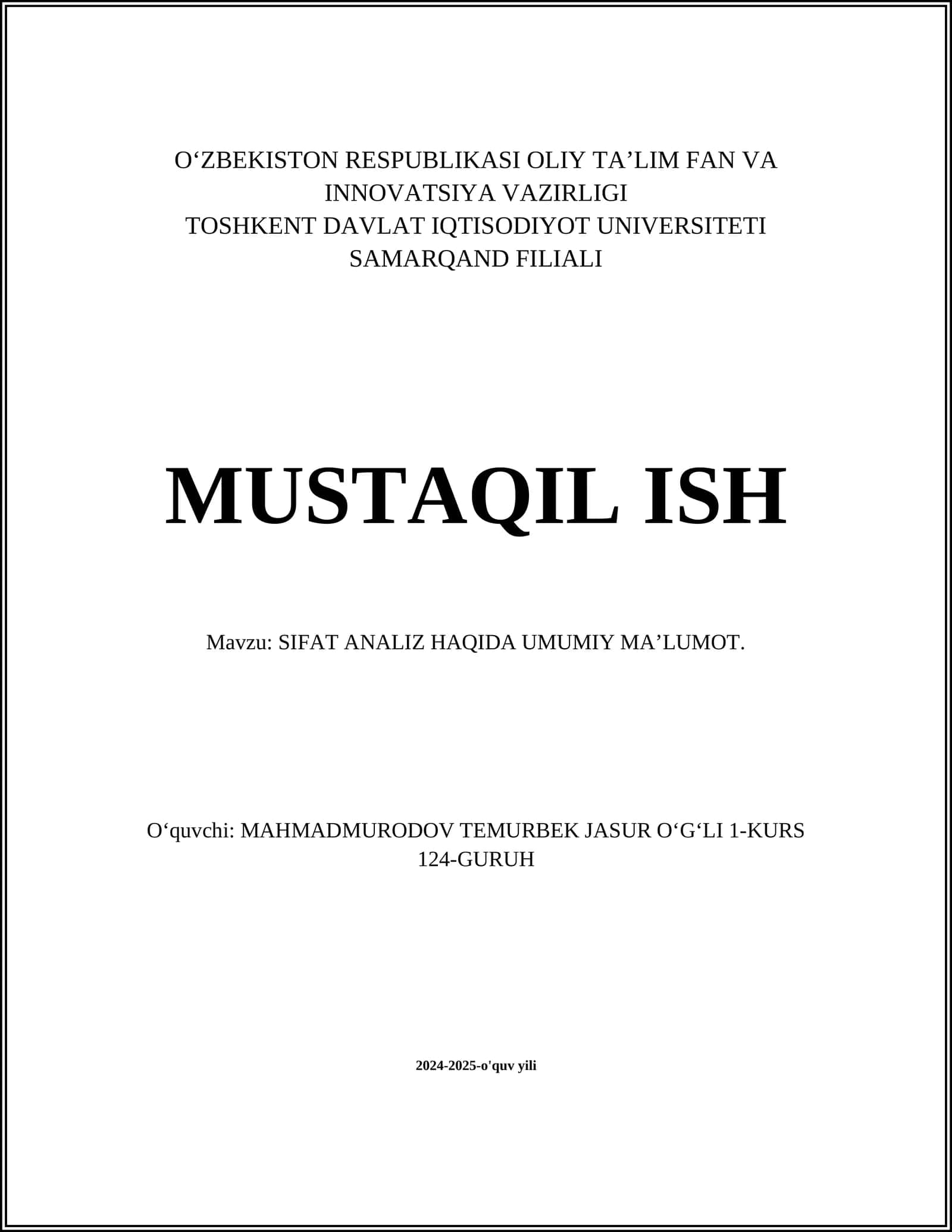 Sifat tahlilining nazariy asoslari