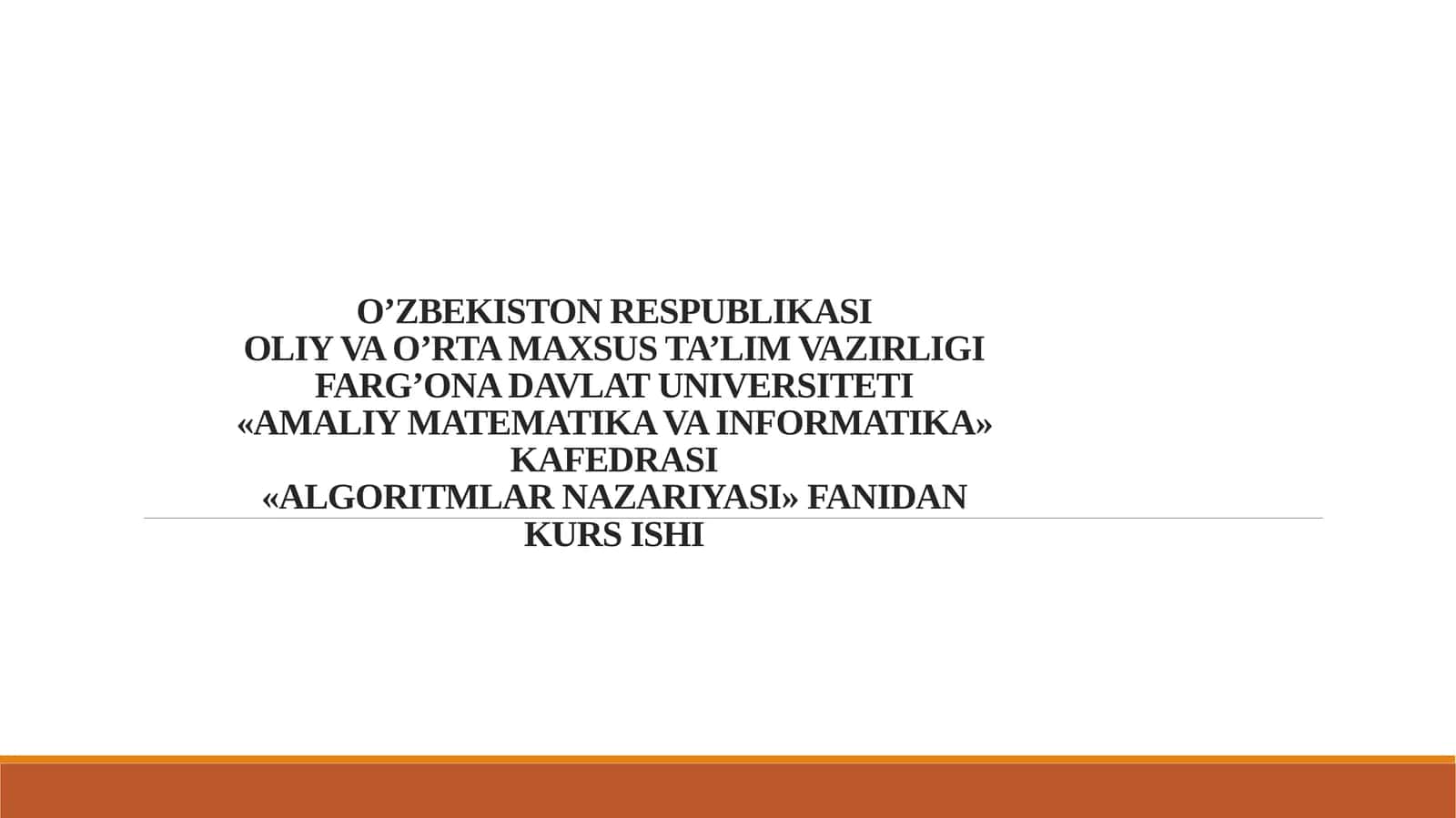 ALGORITMLAR NAZARIYASI