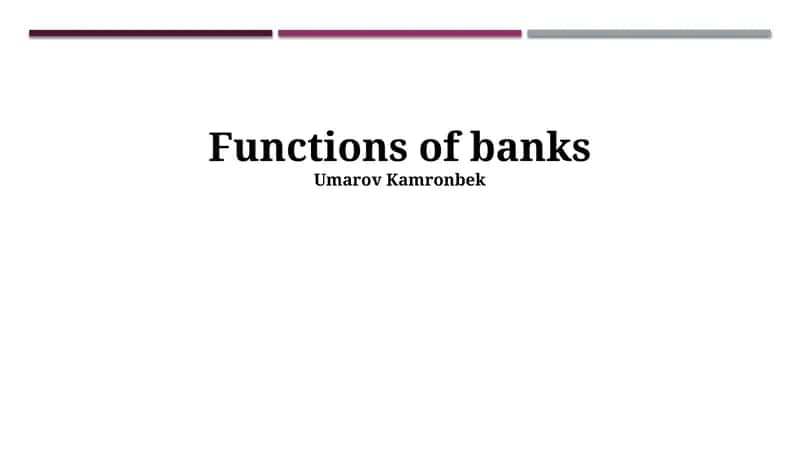 Functions of banks