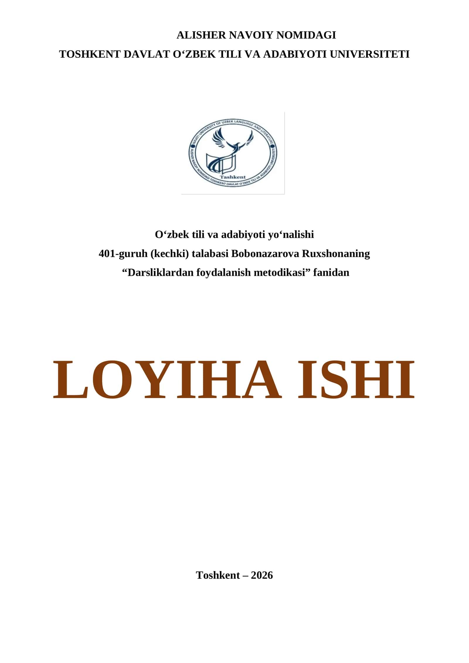 ona tili fanidan loyiha ishi