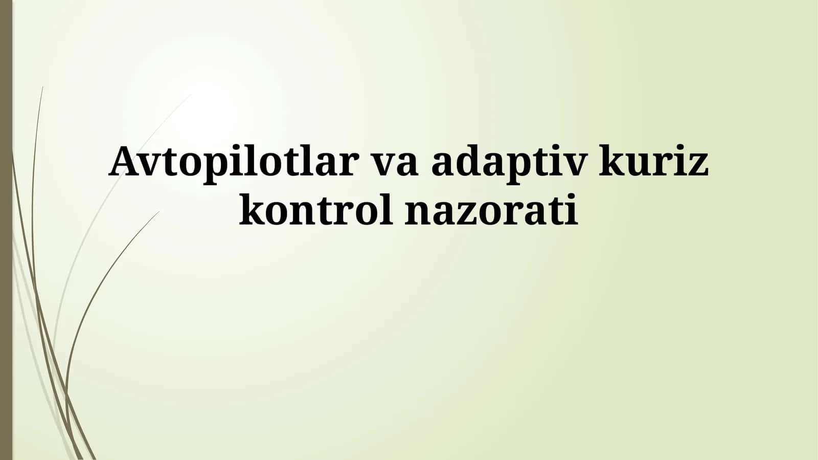 Avtopilotlar va adaptiv kurizkontrolnazorati