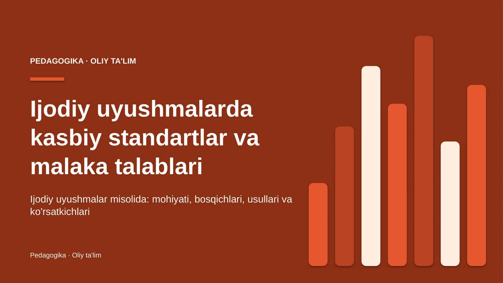 Ijodiy uyushmalarda kasbiy standartlar va malaka talablari