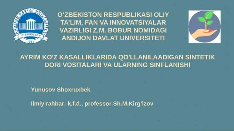 SINTETIK DORI VOSITALARI VA ULARNING SINFLАNISHI