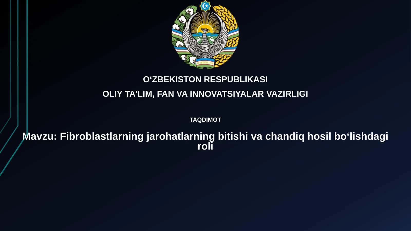 Fibroblastlarning jarohatlarning bitishi va chandiq hosil bo'lishdagi roli