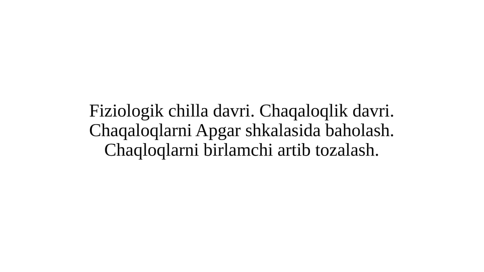 Fiziologik chilla davri mustaqil ish