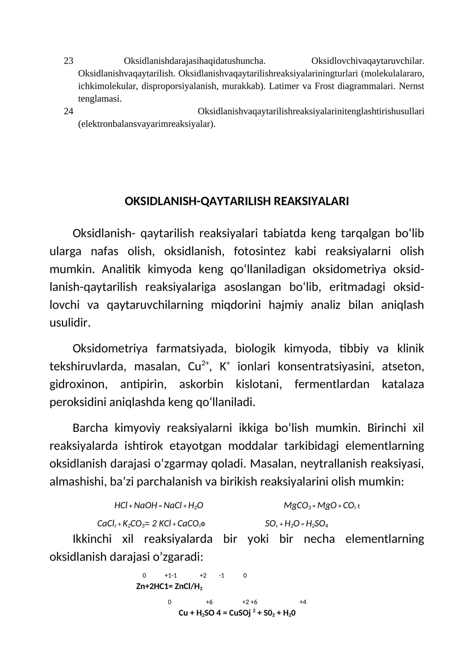 Oksidlanish- qaytarilish reaksiyalari