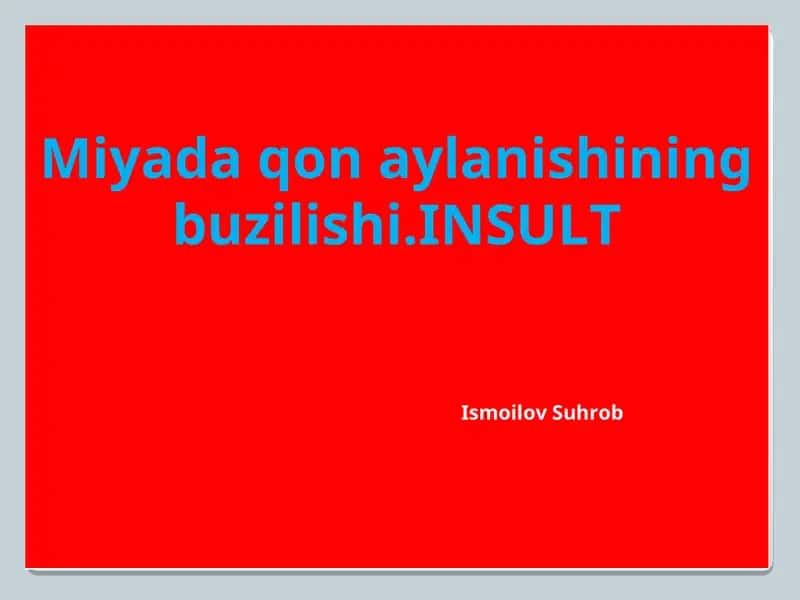 Miyada qon aylanishining buzilishi