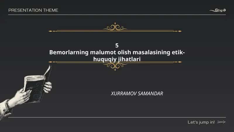 Bemorlarning malumot olish masalasining etik-huquqiy jihatlari