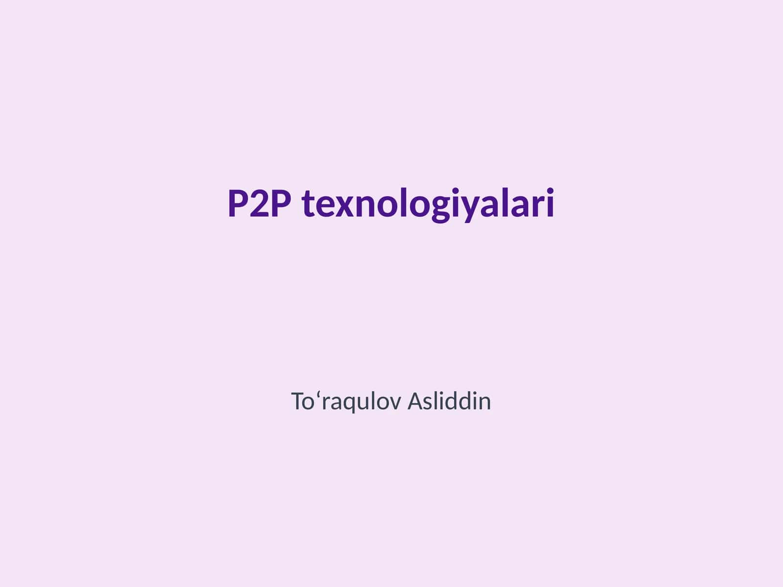 P2P texnologiyalari