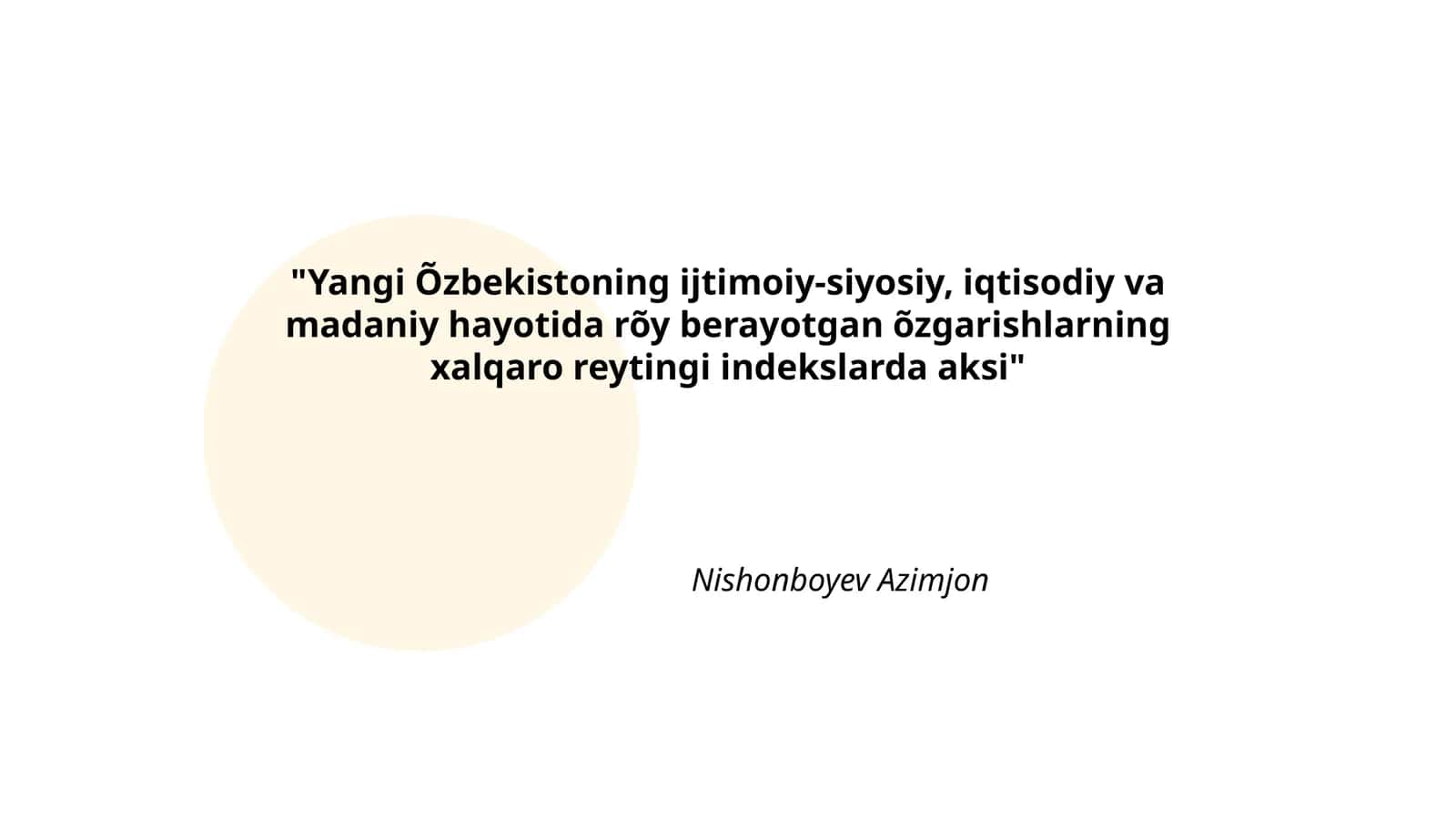 Yangi O'zbekistonning iqtisodiy rivojlanish reytingi