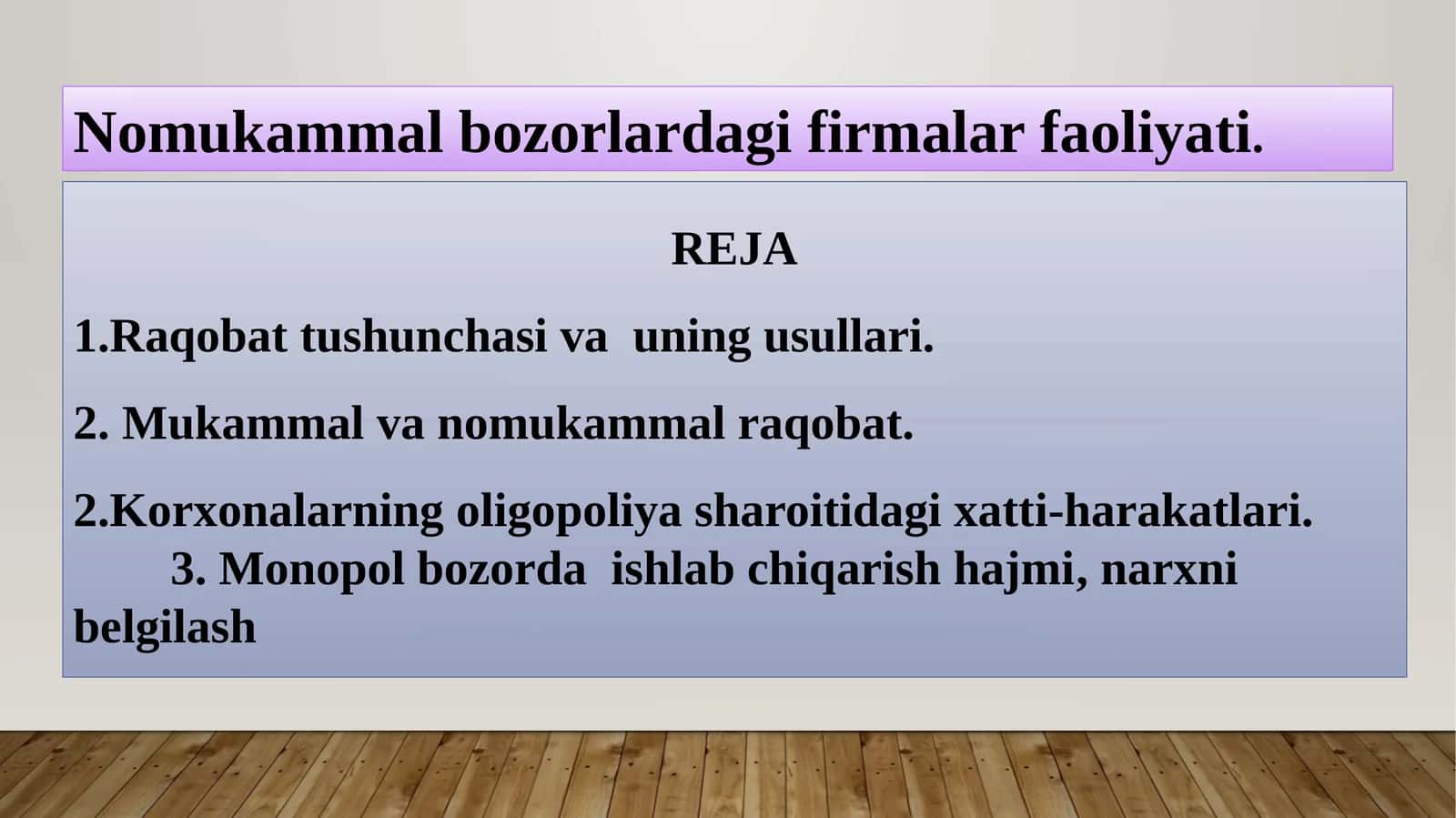 Nomukammal bozorlardagi firmalar faoliyati