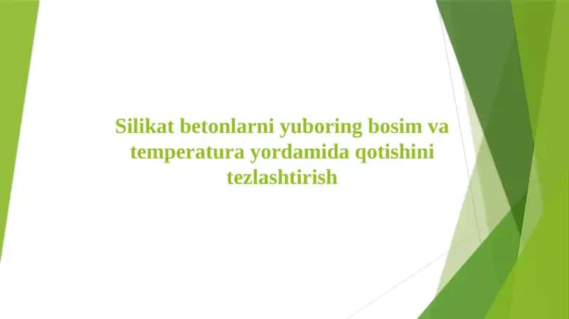 Silikat betonlarni yuboring bosim va temperatura yordamida qotishini tezlashtirish