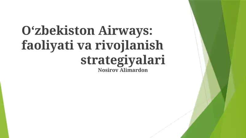 Oʻzbekiston Havo Yoʻllari: Rivojlanish Strategiyasi