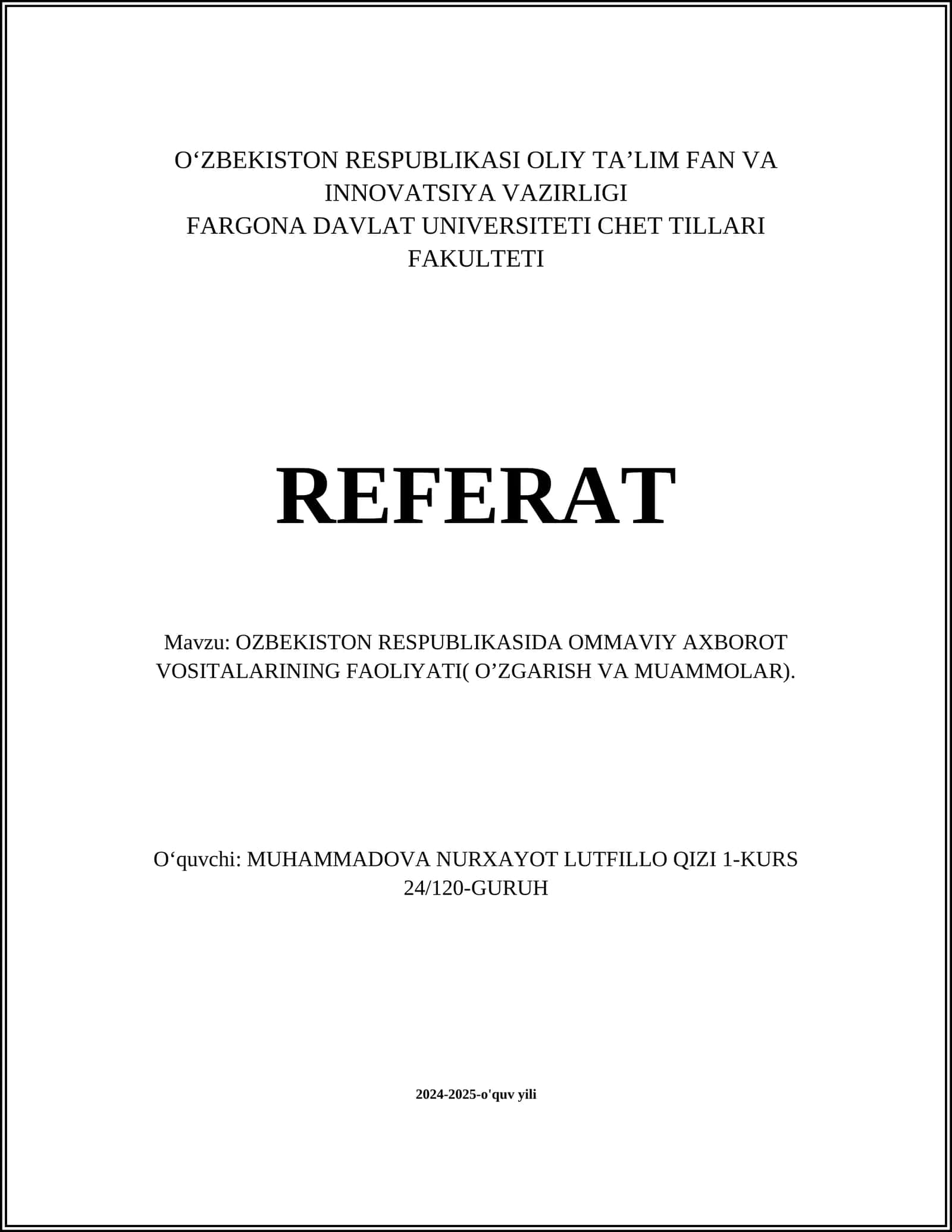 Ommaviy axborot vositalarining huquqiy asoslari