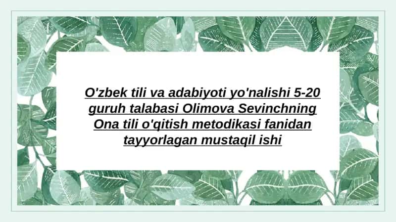 Ona tili o'qitish metodikasi