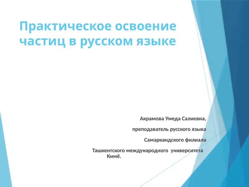 Практическое освоение частиц в русском языке