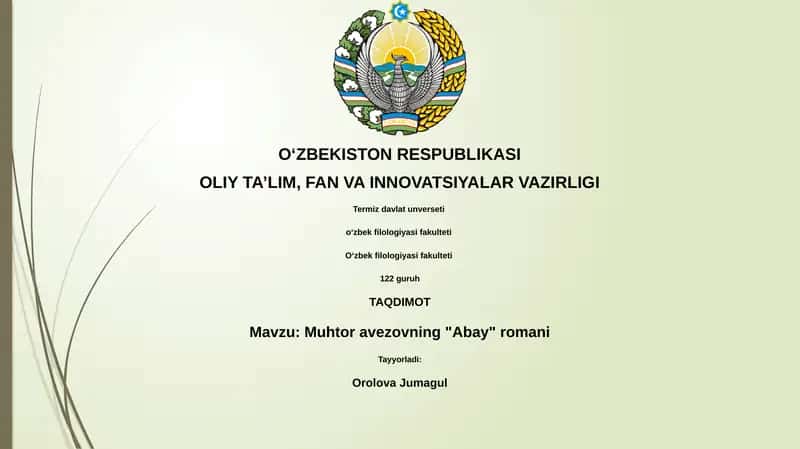 Muhtor avezovning "Abay" romani