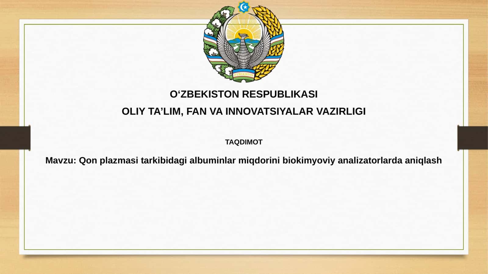 Albuminni biokimyoviy analizatorlarda aniqlash