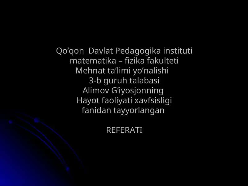 Mehnatni muhofaza qilishning qonuniy – huquqiy asoslari