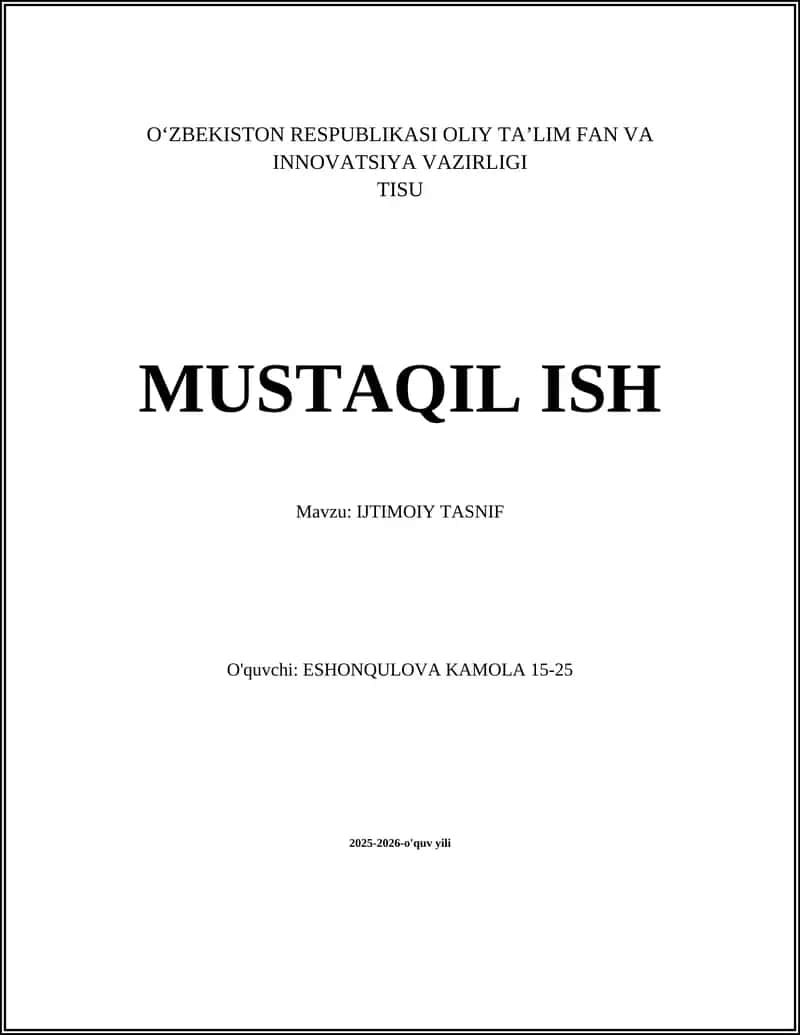 IJTIMOIY TASNIF
