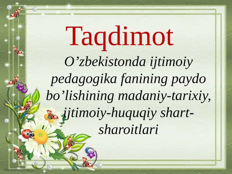 O’zbekiston ijtimoiy pedagogikasi