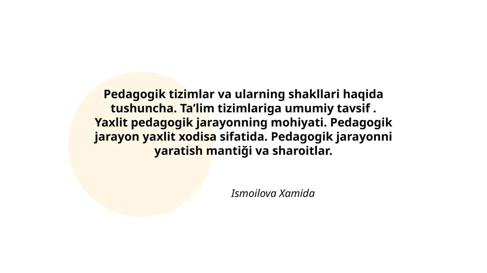 Pedagogik tizimlar va ularning shakllari