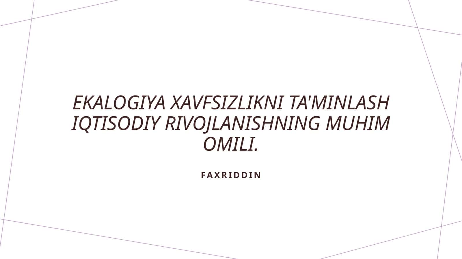 Ekologik xavfsizlik va iqtisodiy rivojlanish