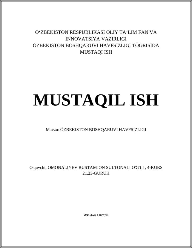 Oʻzbekistonning milliy xavfsizlik siyosati