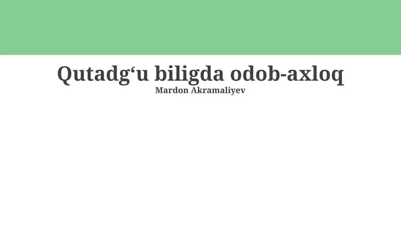 Qutadg‘u Bilig