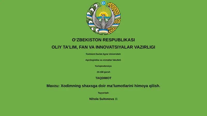 Xodimning shaxsga doir ma’lumotlarini himoya qilish