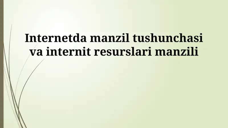 Internetda manzil tushunchasi va internit resurslari manzili
