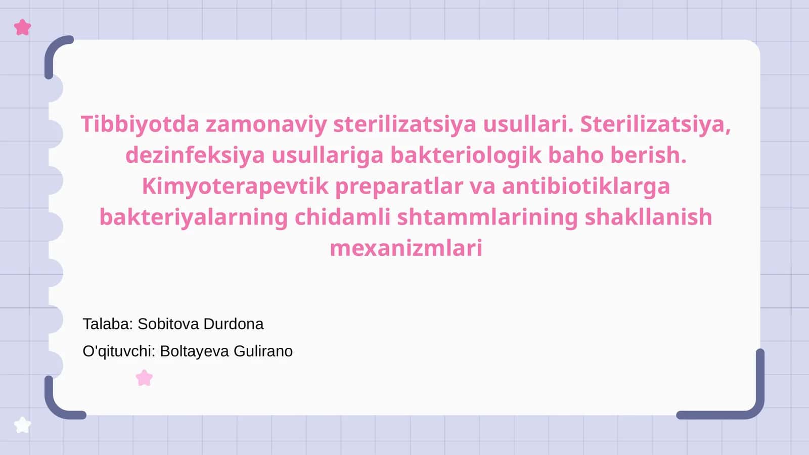 Tibbiyotda zamonaviy sterilizatsiya usullari