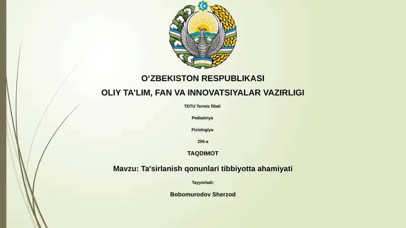 Ta'sirlanish qonunlari tibbiyotta ahamiyati