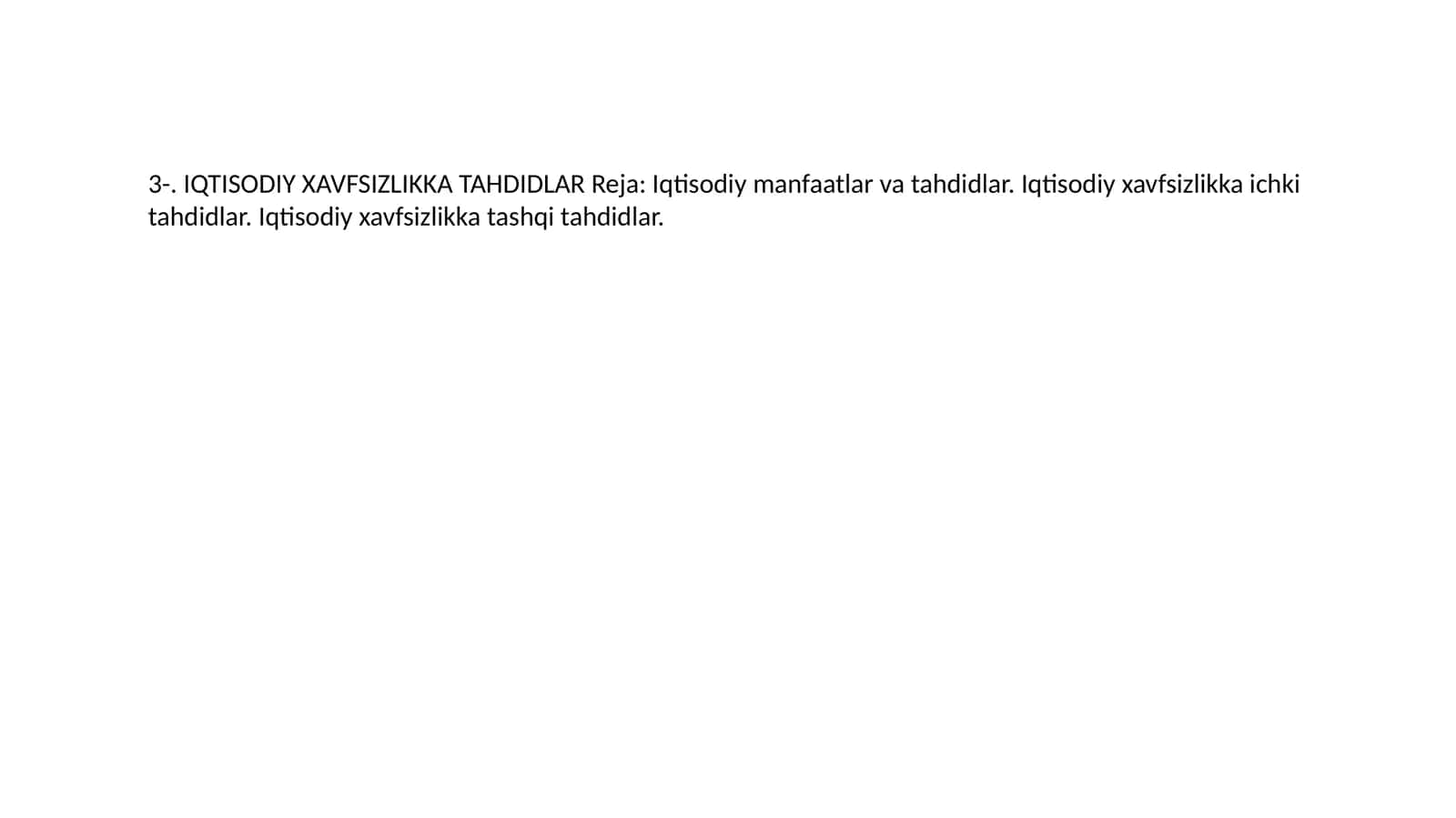 Iqtisodiy xavfsizlikka tahdidlar
