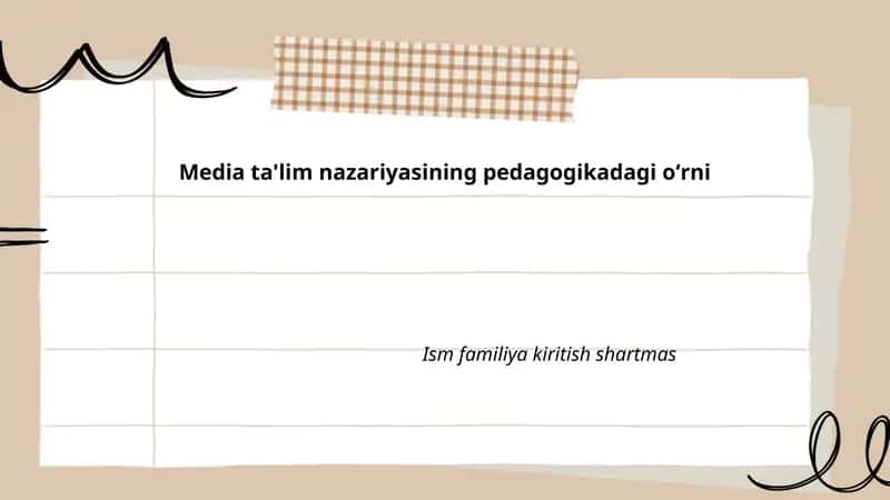 Media ta'lim nazariyasining pedagogikadagi oʻrni