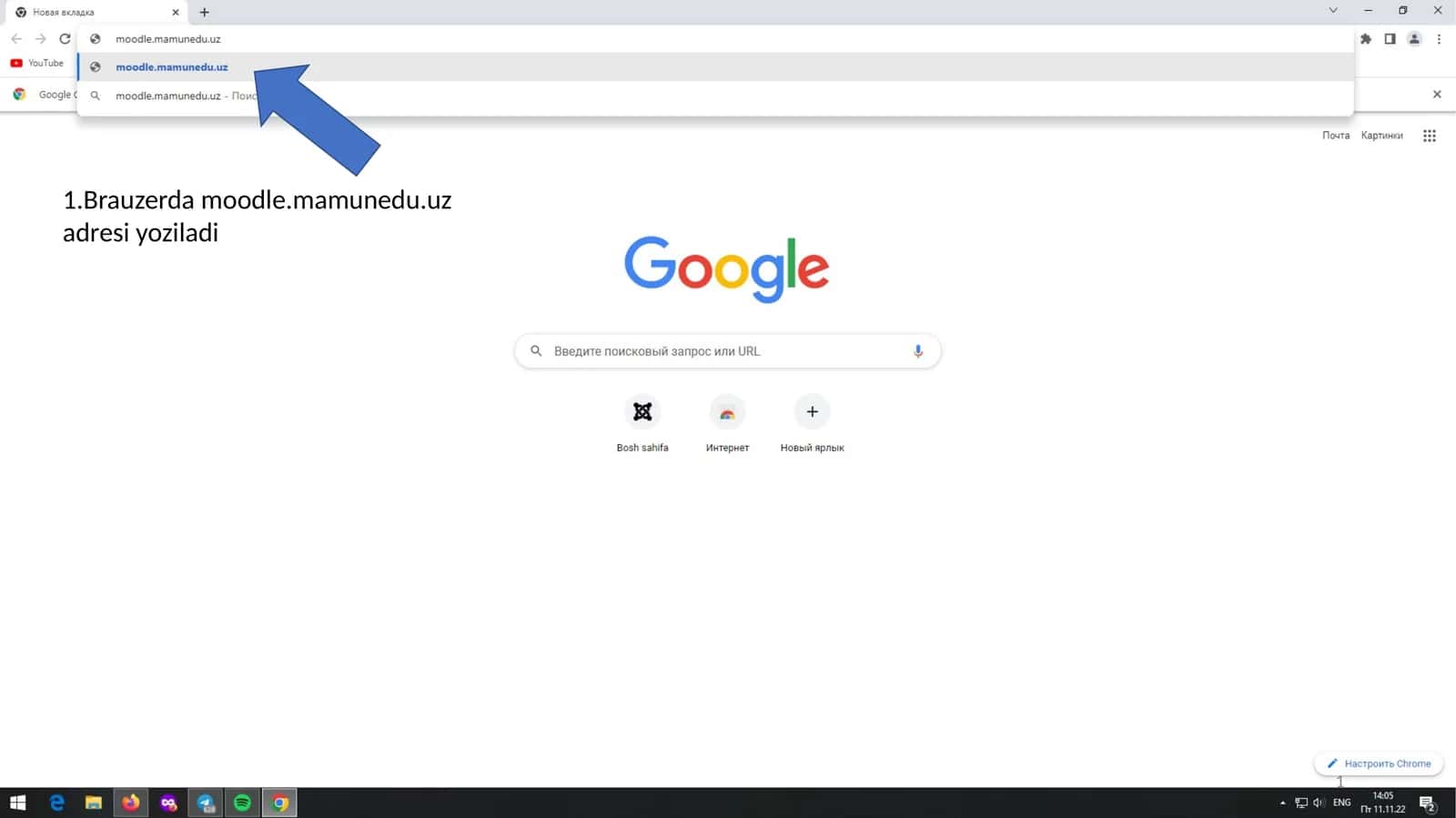 Moodle tizimiga kirish