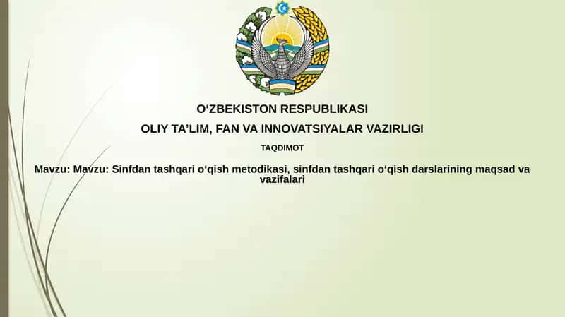 Sinfdan tashqari o'qish metodikasi